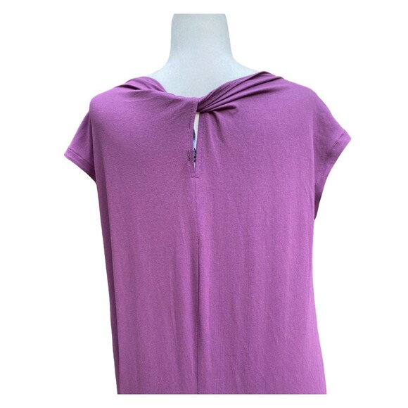 Eileen Fisher Twist Back Bateau Neck Purple Jersey Tunic Shift Midi Dress Sz M - Picture 6 of 11